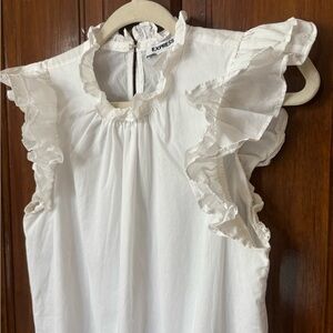 Express Ruffle Sleeveless White Blouse